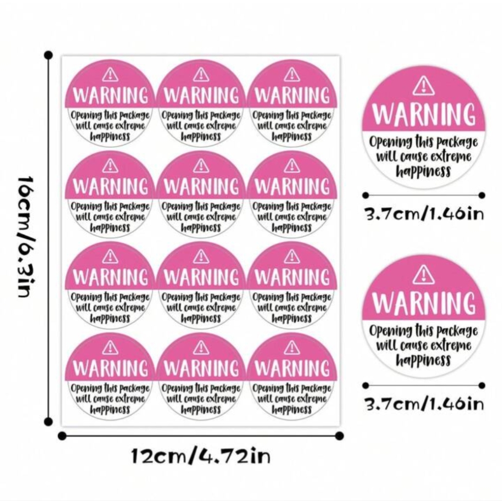 48 Warning, Extreme Happiness Thank You Stickers - Picture 2 of 5